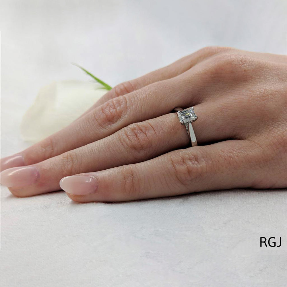 The Classic Platinum 0.60ct Emerald Cut Diamond Solitaire Engagement Ring
