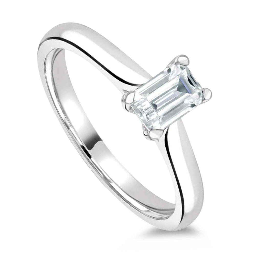 The Viola Platinum 0.70ct Emerald Cut Diamond Solitaire Engagement Ring