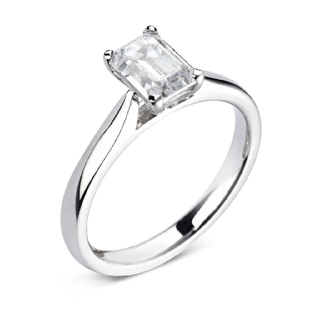 The Viola Platinum 0.74ct Emerald Cut Diamond Solitaire Engagement Ring