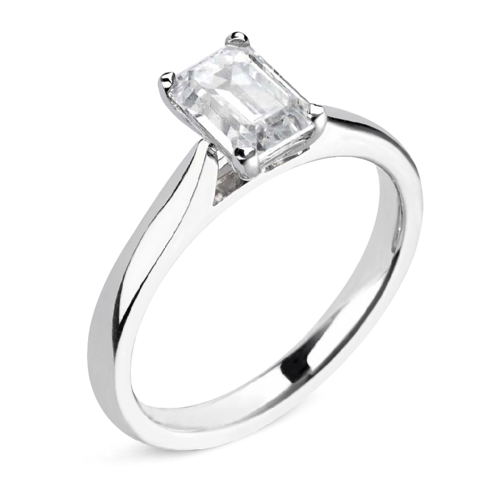 The Viola Platinum 0.30ct Emerald Cut Diamond Solitaire Engagement Ring
