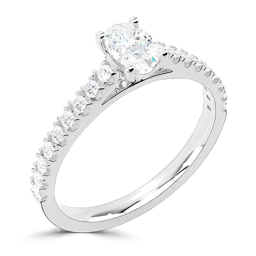 The Everlasting Platinum 1.00ct Oval Cut Diamond Engagement Ring With 0.24ct Diamond Set Shoulders