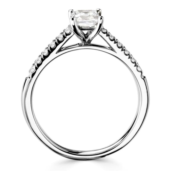 The Cosmos Platinum 0.71ct Princess Cut Diamond Solitaire Engagement Ring With 0.18ct Diamond Set Shoulders