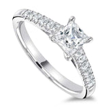 The Cosmos Platinum 0.71ct Princess Cut Diamond Solitaire Engagement Ring With 0.18ct Diamond Set Shoulders