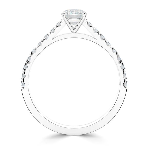 The Cherish Platinum 0.90ct Round Brilliant Cut Diamond Solitaire Engagement Ring With 0.24ct Diamond Set Shoulders