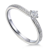Platinum 0.33ct Round Brilliant Cut Diamond Solitaire Engagement Ring With Diamond Set Shoulders