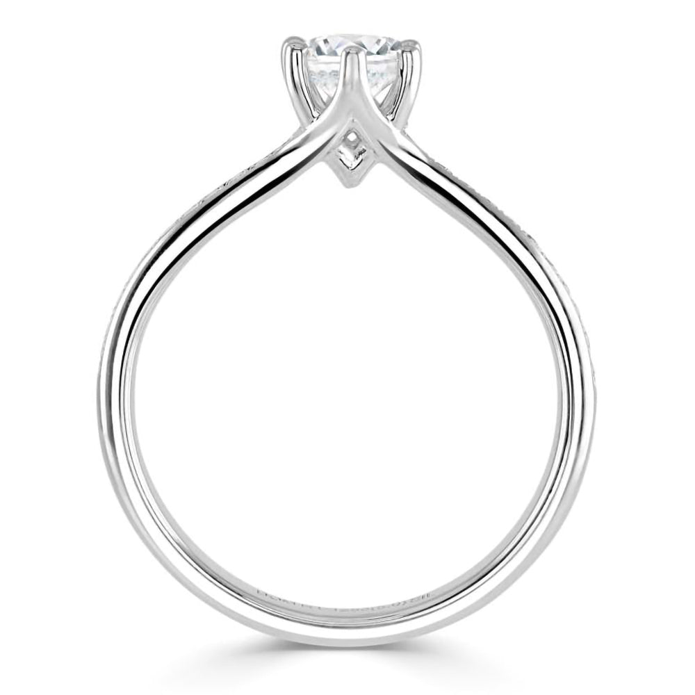The Orchid Platinum 0.51ct Round Brilliant Cut Diamond Solitaire Engagement Ring With 0.11ct Diamond Set Shoulders