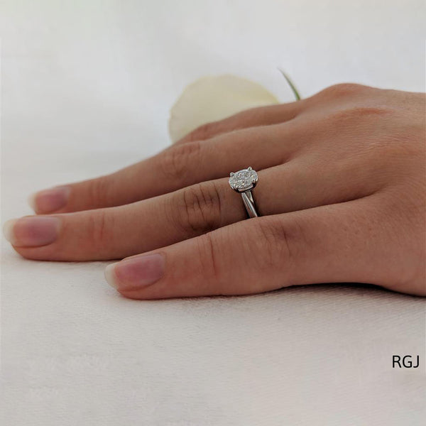 The Capri Platinum 0.43ct Oval Cut Diamond Solitaire Engagement Ring