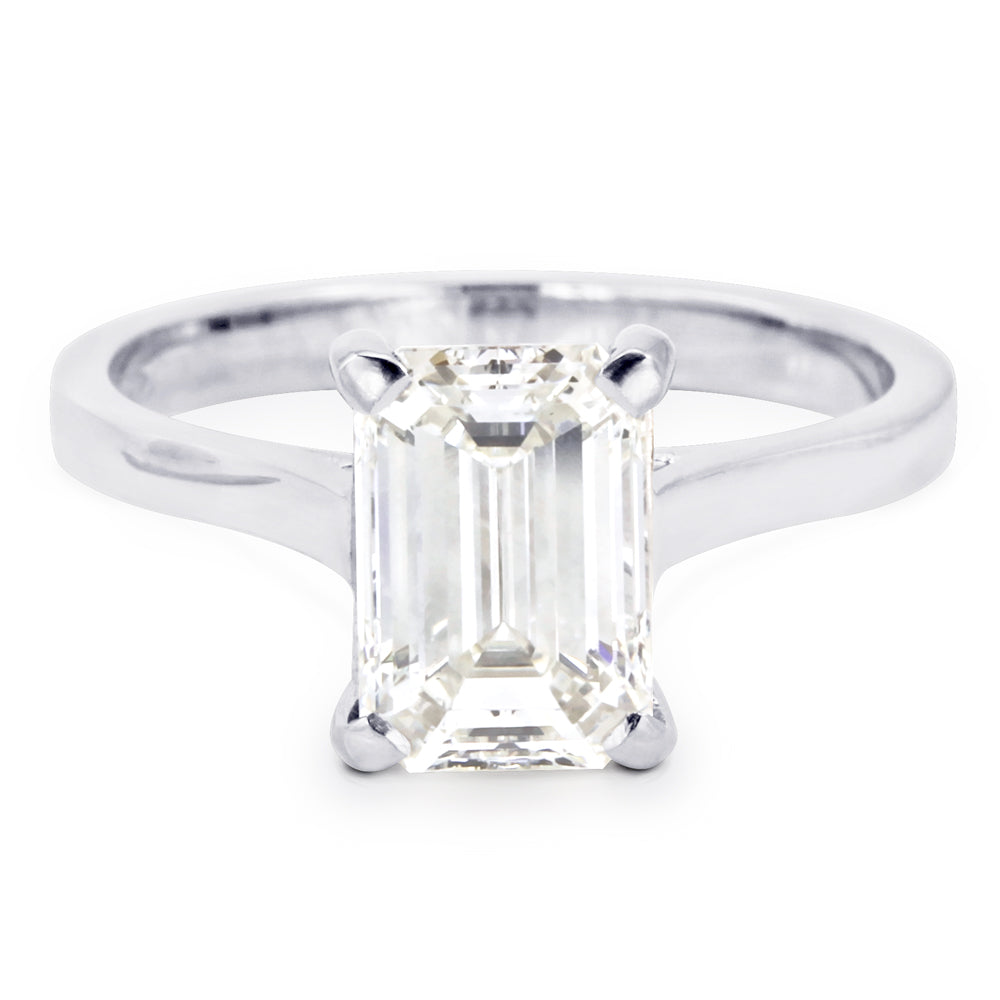The Hazel Platinum 2.01ct Emerald Cut Diamond Solitaire Engagement Ring
