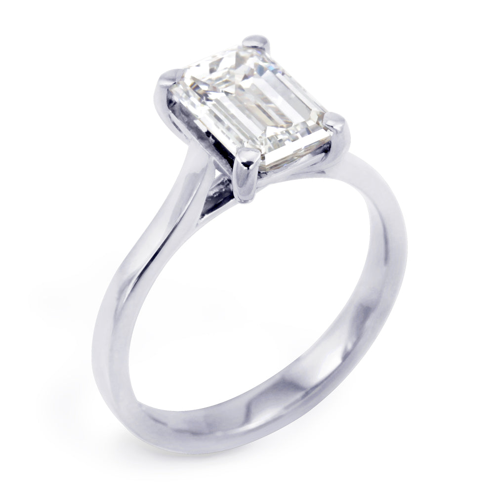 The Hazel Platinum 2.01ct Emerald Cut Diamond Solitaire Engagement Ring