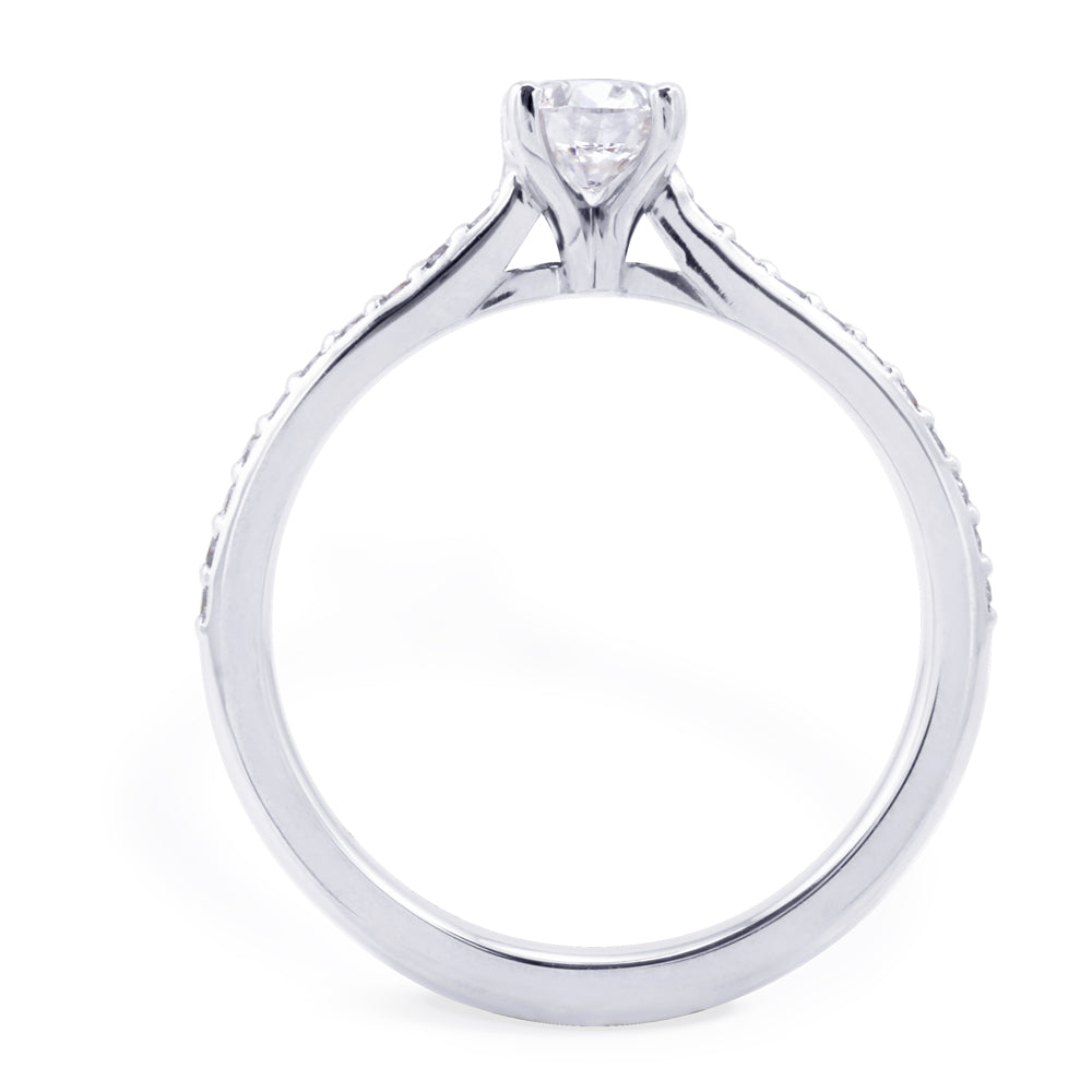 The Jasmine Platinum 0.40ct Round Brilliant Cut Diamond Solitaire Engagement Ring With 0.10ct Diamond Set Shoulders