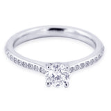 The Jasmine Platinum 0.40ct Round Brilliant Cut Diamond Solitaire Engagement Ring With 0.10ct Diamond Set Shoulders