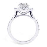 The Rosalia Platinum Round Brilliant Cut Diamond Engagement Ring With Diamond Halo And Diamond Set Shoulders