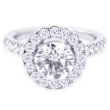 The Rosalia Platinum Round Brilliant Cut Diamond Engagement Ring With Diamond Halo And Diamond Set Shoulders