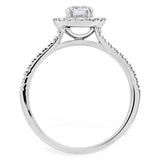 The Clementine Platinum Round Brilliant Cut Diamond Engagement Ring With Diamond Halo And Diamond Set Shoulders