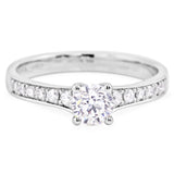 The Cassia Platinum 0.50ct Round Brilliant Cut Diamond Solitaire Engagement Ring With 0.22ct Diamond Set Shoulders