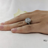 The Skye Platinum 0.90ct Round Brilliant Cut Diamond Engagement Ring With 0.39ct Diamond Halo And Diamond Set Shoulders