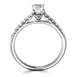 The Laurel Platinum 0.60ct Emerald Cut Diamond Solitaire Engagement Ring With 0.18ct Diamond Set Shoulders