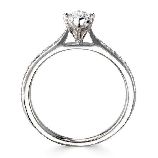 The Ivy Platinum Marquise Cut Diamond Solitaire Engagement Ring With Diamond Set Shoulders