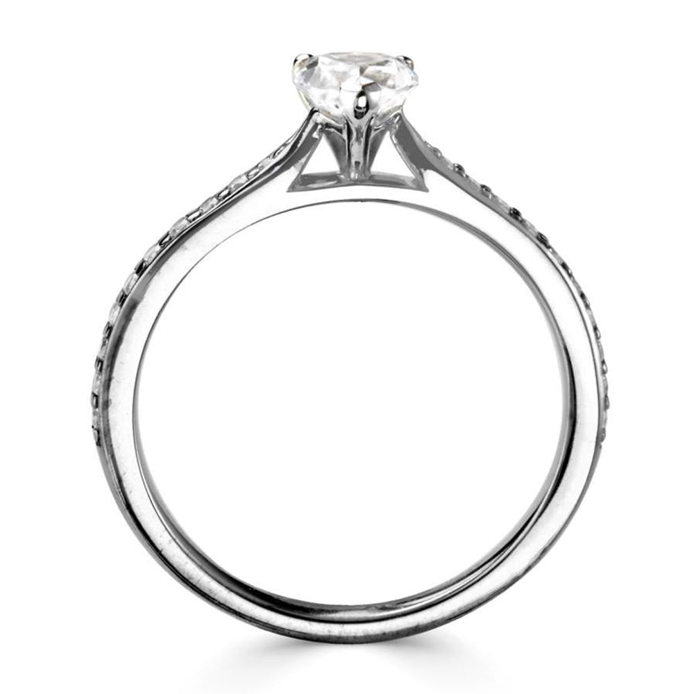 The Sweetheart Platinum 0.35ct Heart Cut Diamond Solitaire Engagement Ring With 0.15ct Diamond Set Shoulders