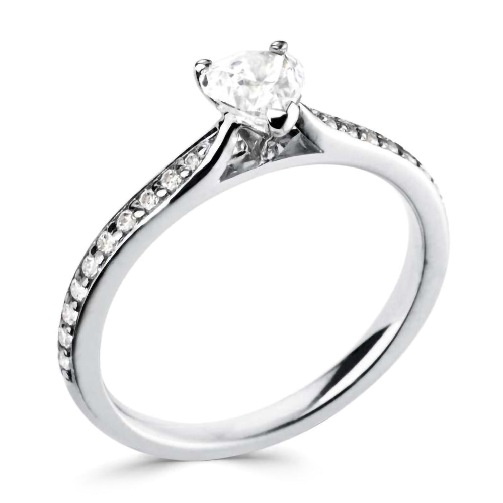 The Sweetheart Platinum 0.35ct Heart Cut Diamond Solitaire Engagement Ring With 0.15ct Diamond Set Shoulders