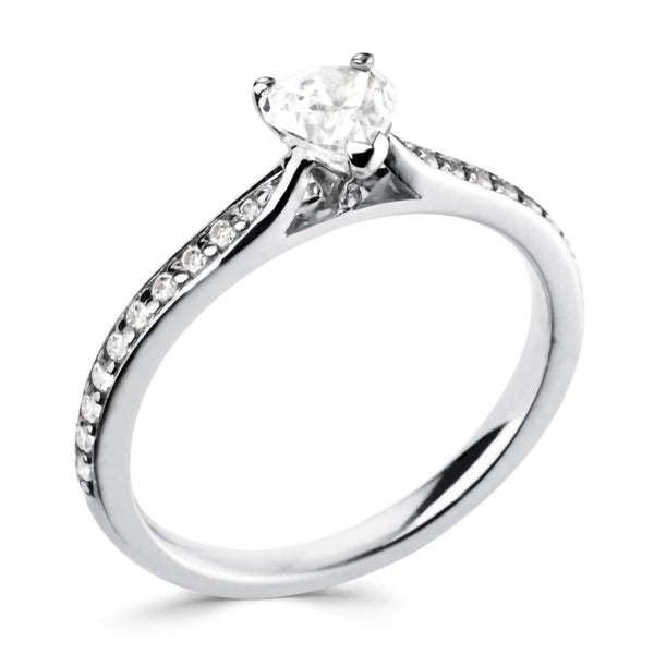 The Sweetheart Platinum Heart Cut Diamond Solitaire Engagement Ring With Diamond Set Shoulders
