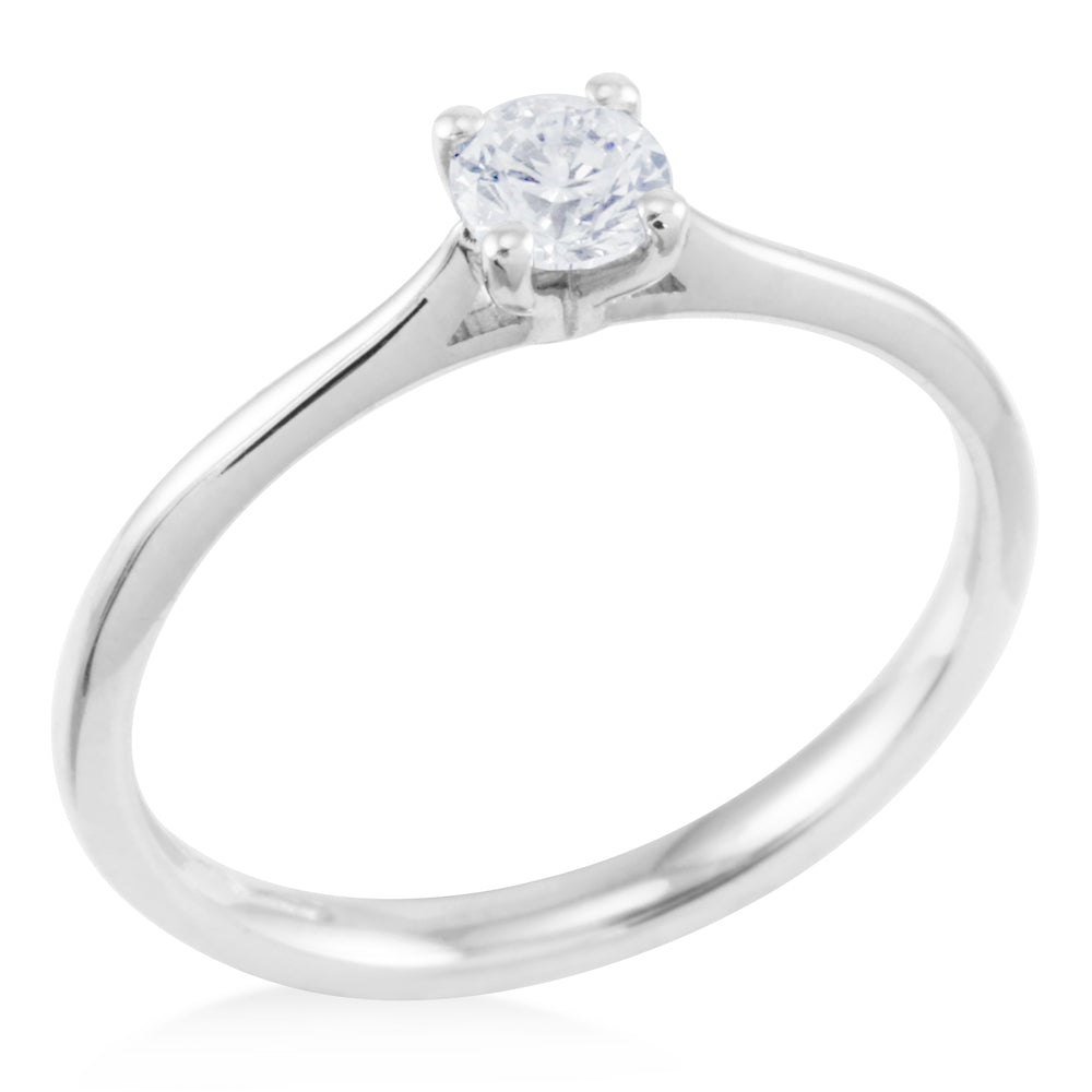 The Jasmine Platinum 0.70ct Round Brilliant Cut Diamond Solitaire Engagement Ring
