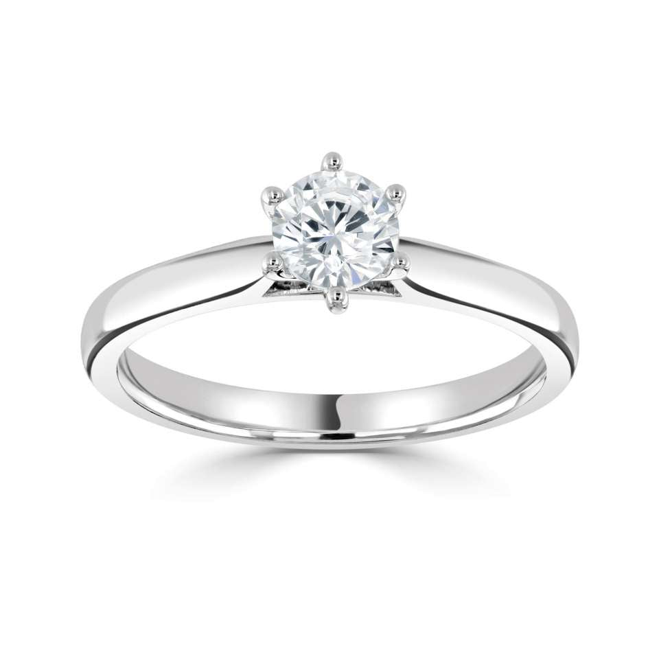 The Poppy Platinum Round Brilliant Cut Diamond Solitaire Engagement Ring