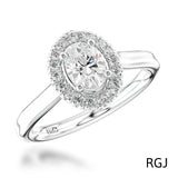 The Skye Pure Platinum 0.43ct Oval Cut Diamond Engagement Ring With 0.15ct Diamond Halo