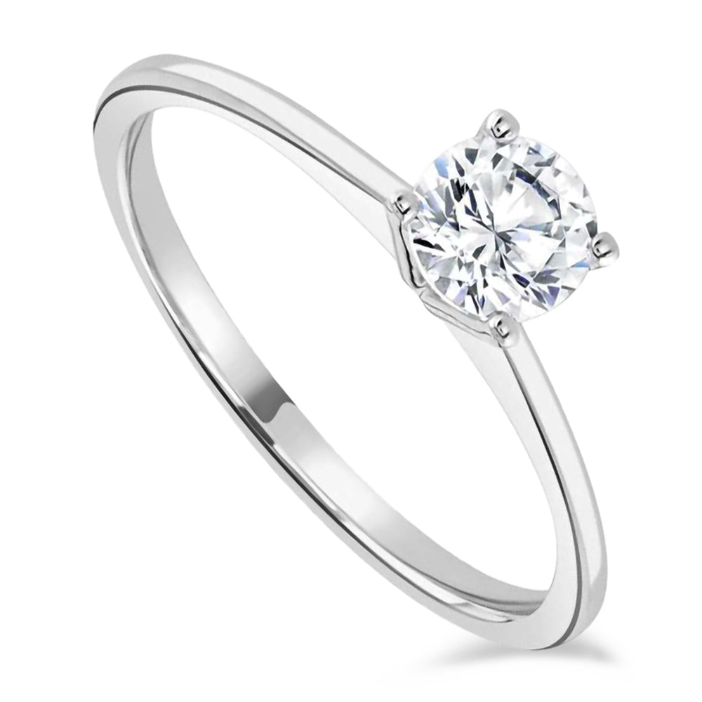 The Aster Platinum Round Brilliant Cut Diamond Solitaire Engagement Ring