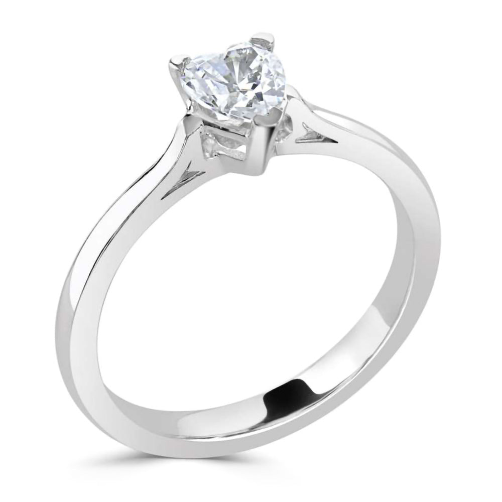 The Sweetheart Platinum 0.72ct Heart Cut Diamond Solitaire Engagement Ring