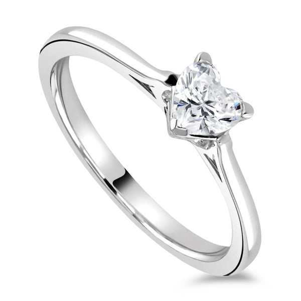 The Sweetheart Platinum 0.72ct Heart Cut Diamond Solitaire Engagement Ring