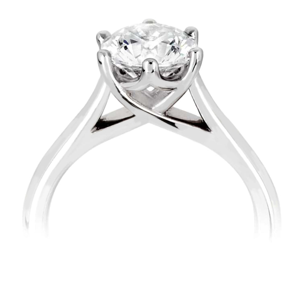 The Freesia Platinum Round Brilliant Cut Diamond Solitaire Engagement Ring
