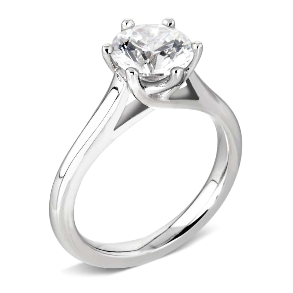 The Freesia Platinum Round Brilliant Cut Diamond Solitaire Engagement Ring