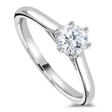 The Freesia Platinum Round Brilliant Cut Diamond Solitaire Engagement Ring
