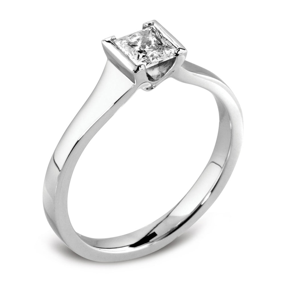 The Delphine Platinum 0.71ct Princess Cut Diamond Solitaire Engagement Ring