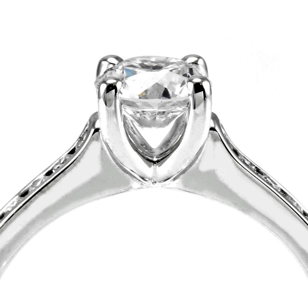 The Waterlily Platinum 0.50ct Round Brilliant Cut Diamond Solitaire Engagement Ring With 0.21ct Diamond Set Shoulders