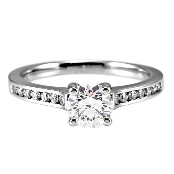 The Waterlily Platinum 0.50ct Round Brilliant Cut Diamond Solitaire Engagement Ring With 0.21ct Diamond Set Shoulders