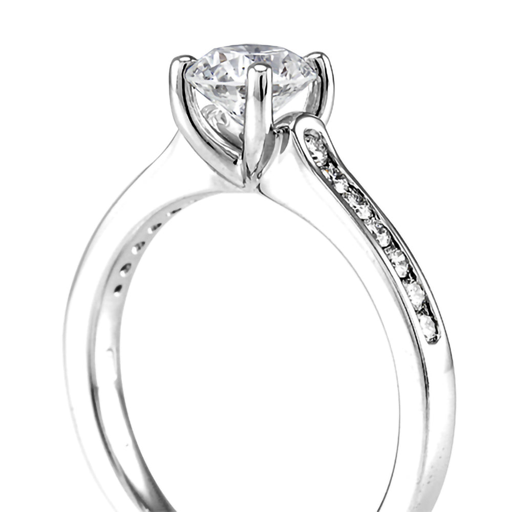 The Waterlily Platinum 0.50ct Round Brilliant Cut Diamond Solitaire Engagement Ring With 0.21ct Diamond Set Shoulders