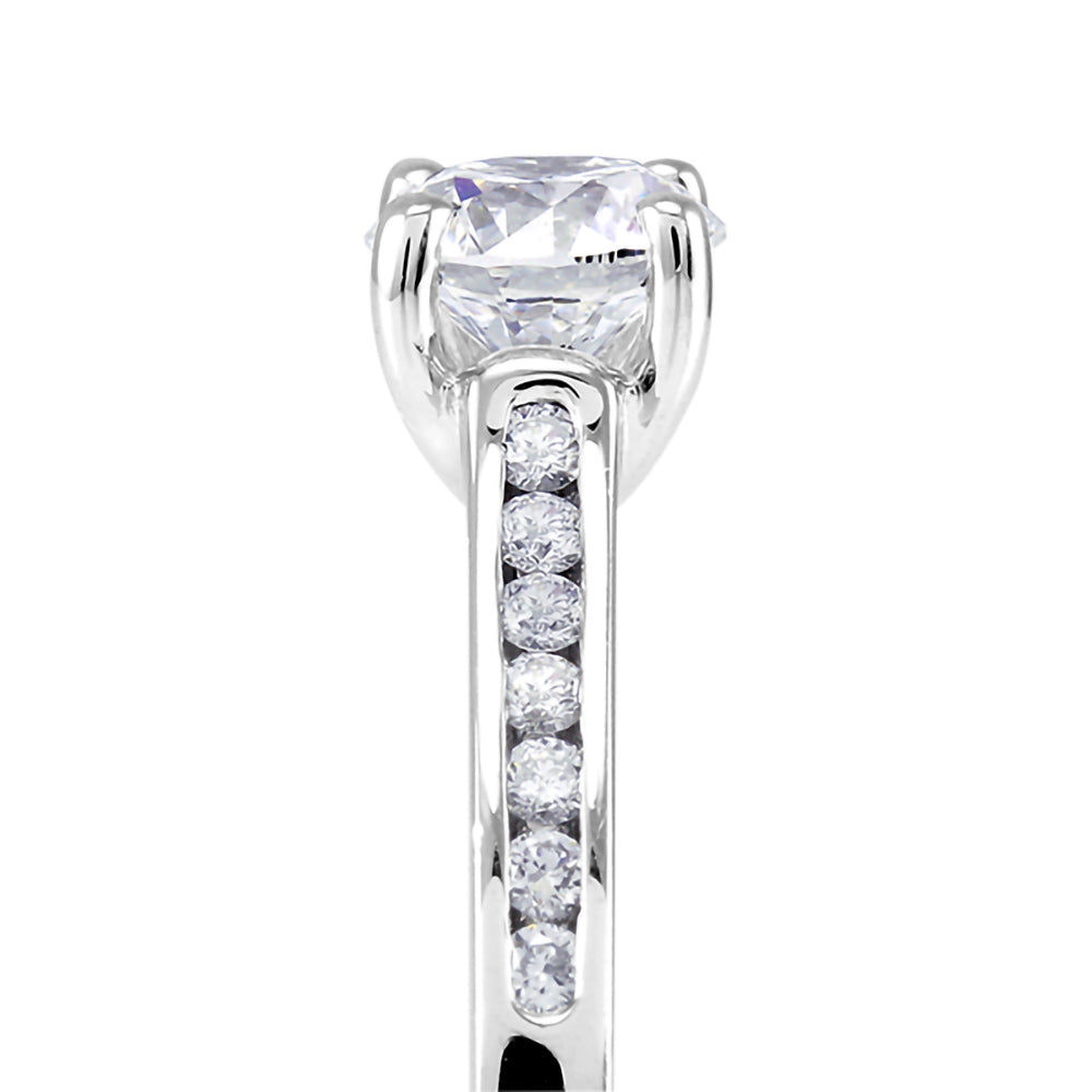 The Waterlily Platinum 0.50ct Round Brilliant Cut Diamond Solitaire Engagement Ring With 0.21ct Diamond Set Shoulders