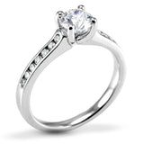 The Waterlily Platinum 0.50ct Round Brilliant Cut Diamond Solitaire Engagement Ring With 0.21ct Diamond Set Shoulders