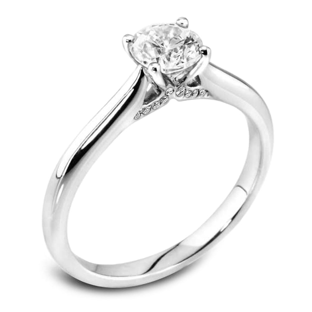The Lunaria Platinum 0.41ct Round Brilliant Cut Diamond Solitaire Engagement Ring With 0.04ct Diamond Detailing