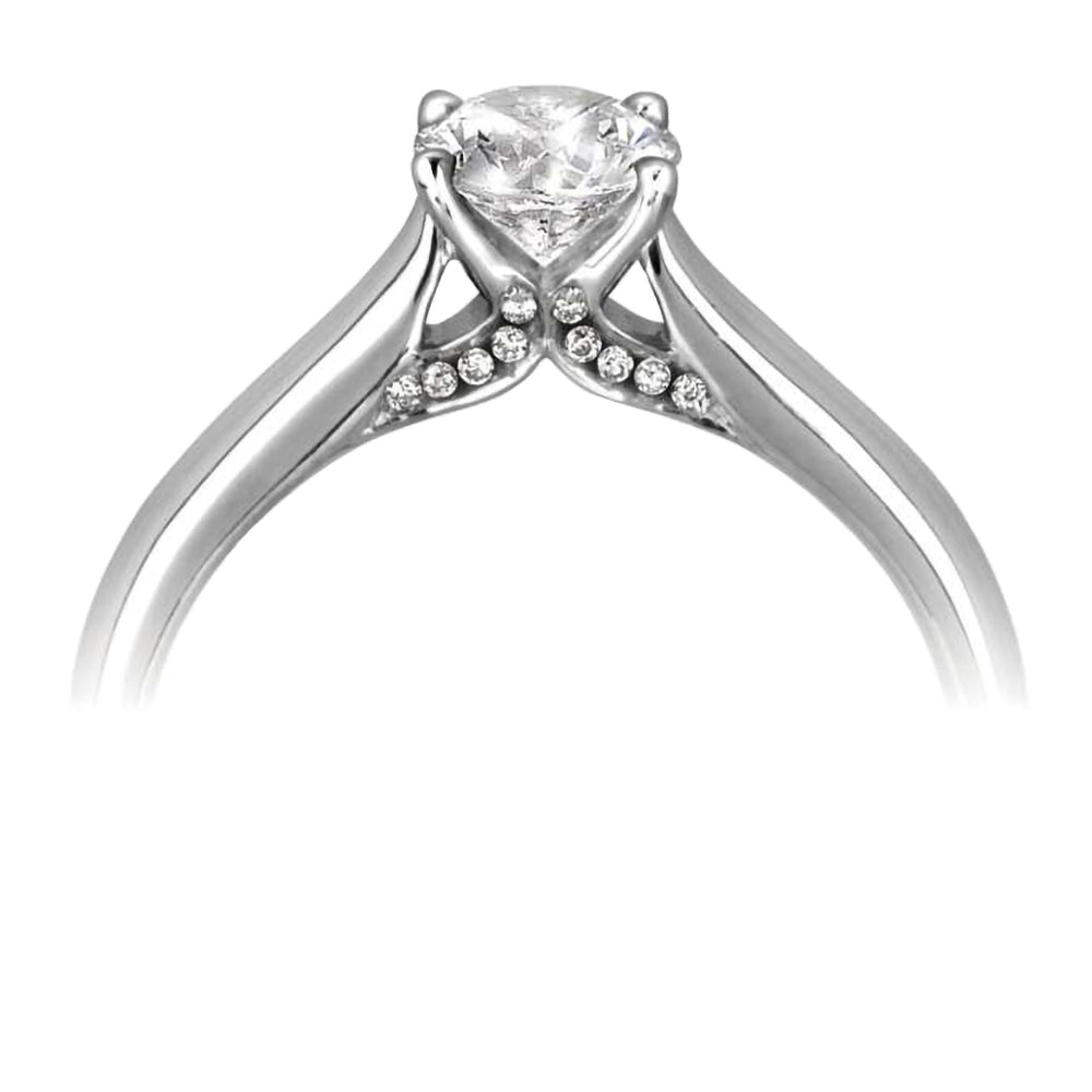 The Lunaria Platinum 0.41ct Round Brilliant Cut Diamond Solitaire Engagement Ring With 0.04ct Diamond Detailing