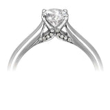 The Lunaria Platinum 0.41ct Round Brilliant Cut Diamond Solitaire Engagement Ring With 0.04ct Diamond Detailing