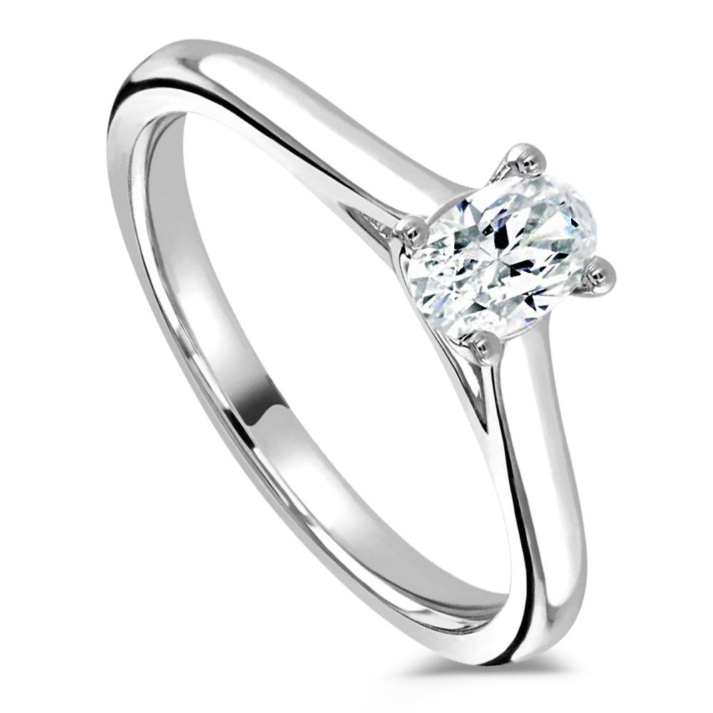 The Begonia Platinum 0.40ct Oval Cut Diamond Solitaire Engagement Ring