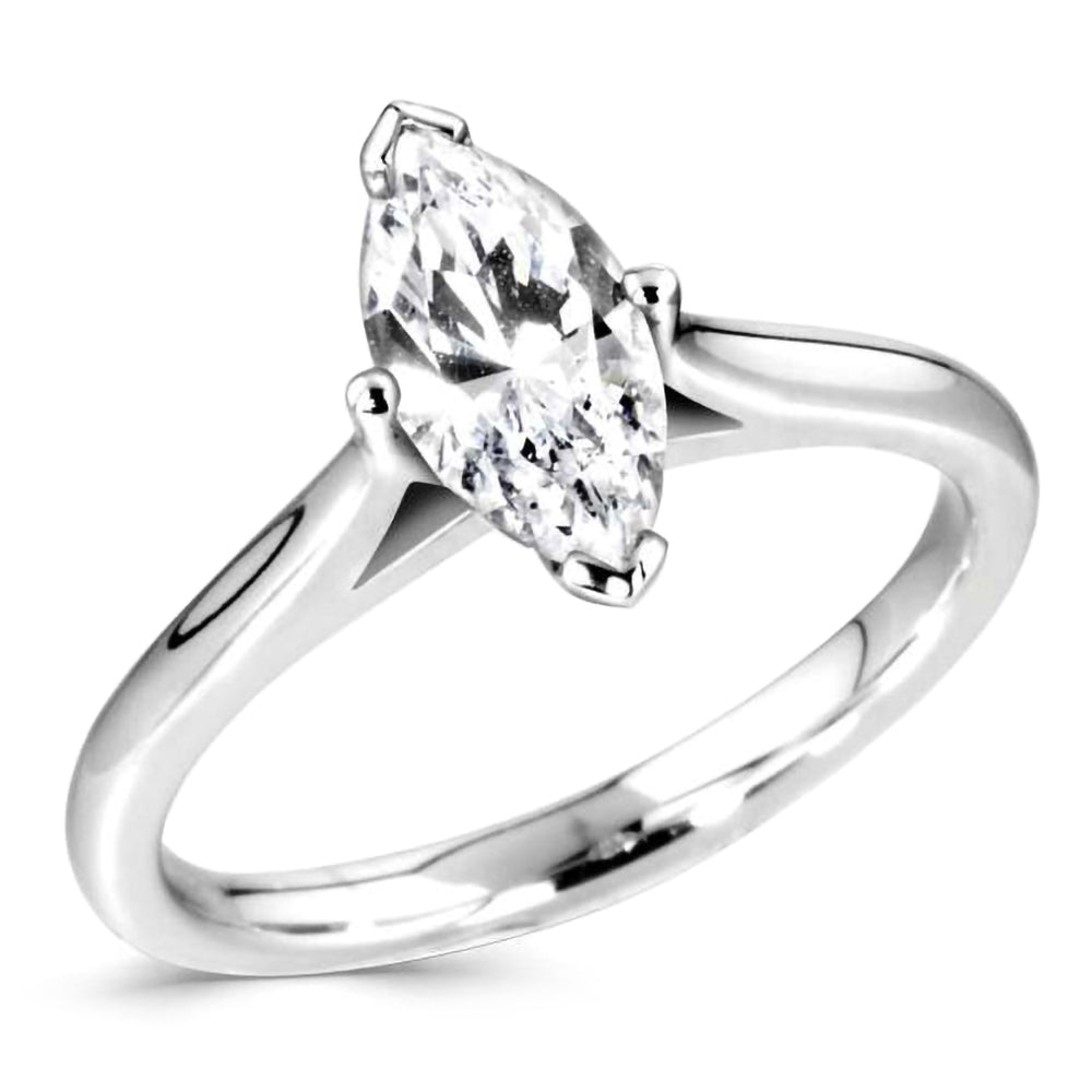 The Fuschia Platinum 0.60ct Marquise Cut Diamond Solitaire Engagement Ring