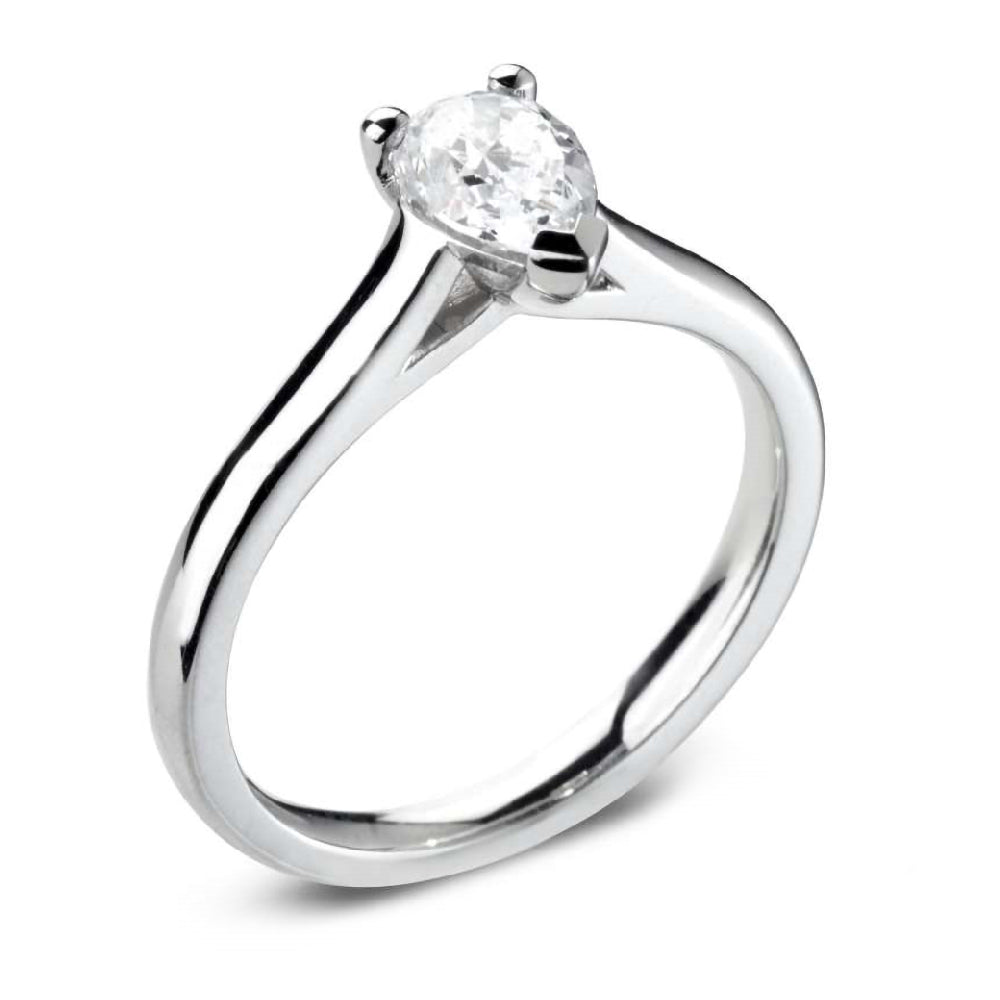 The Petunia Platinum 0.60ct Pear Cut Diamond Solitaire Engagement Ring