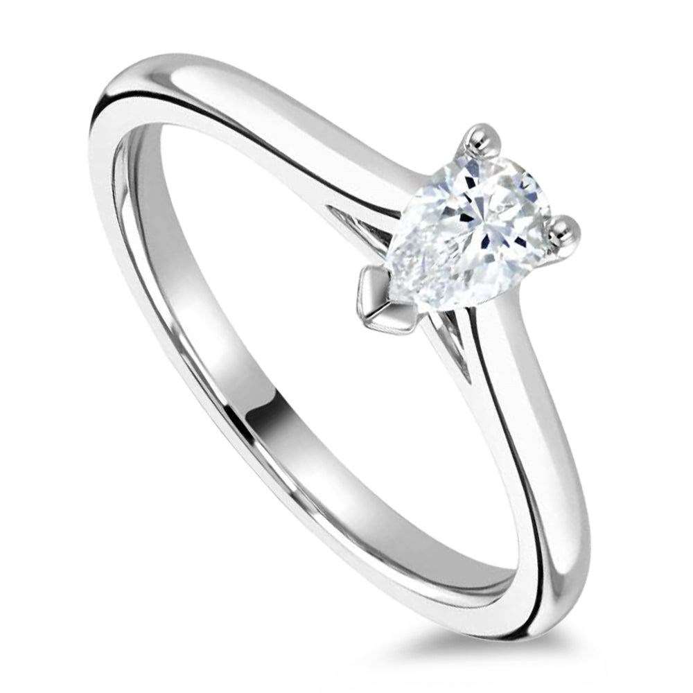 The Petunia Platinum 0.60ct Pear Cut Diamond Solitaire Engagement Ring
