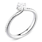 The Rose Platinum 0.40ct Round Brilliant Cut Diamond Solitaire Engagement Ring With 0.10ct Claw Set Diamond Shoulders
