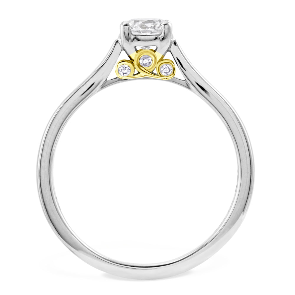 Platinum And 18ct Yellow Gold 0.40ct Round Brilliant Cut Diamond Solitaire Engagement Ring