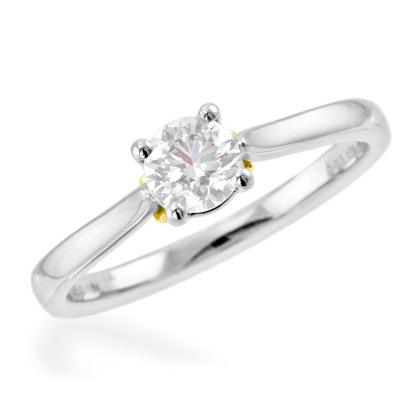 Platinum And 18ct Yellow Gold 0.40ct Round Brilliant Cut Diamond Solitaire Engagement Ring